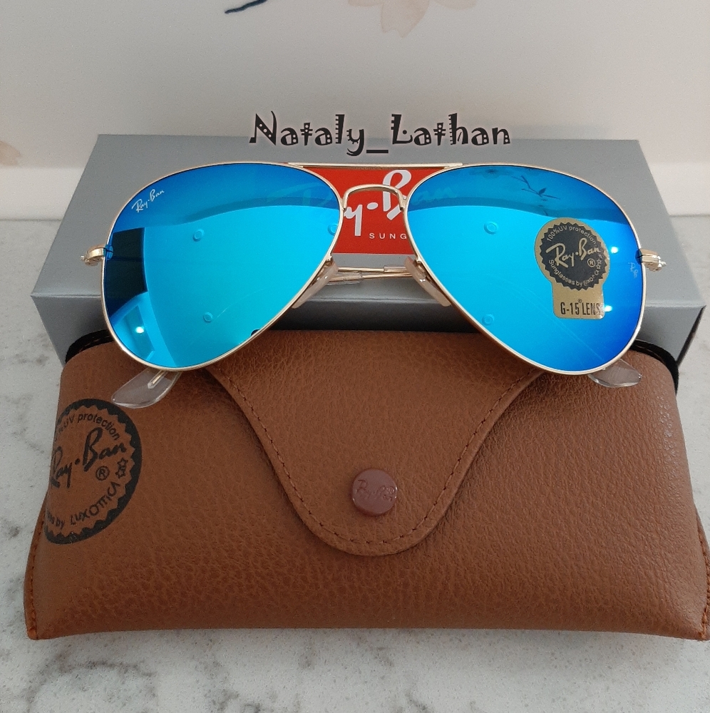Ray Ban (Store Display) Aviator Blue Mirror Lens RB3025 - Picture 9 of 12